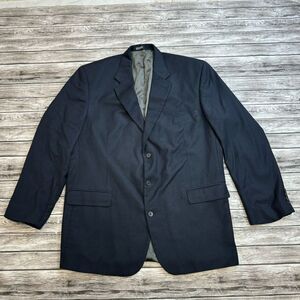 Oscar De La Renta Men's Dark Navy Blue 3 Button Blazer 52L 52 Long W47 Textured